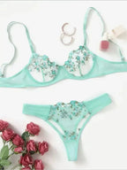 Flower Power 2 Piece Lingerie Set - Mesh - Fashionfitz