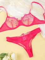 Flower Power 2 Piece Lingerie Set - Mesh - Fashionfitz