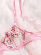 Flower Power 2 Piece Lingerie Set - Mesh - Fashionfitz