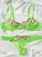 Flower Power 2 Piece Lingerie Set - Mesh - Fashionfitz