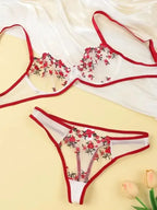 Flower Power 2 Piece Lingerie Set - Mesh - Fashionfitz