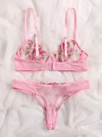 Flower Power 2 Piece Lingerie Set - Mesh - Fashionfitz