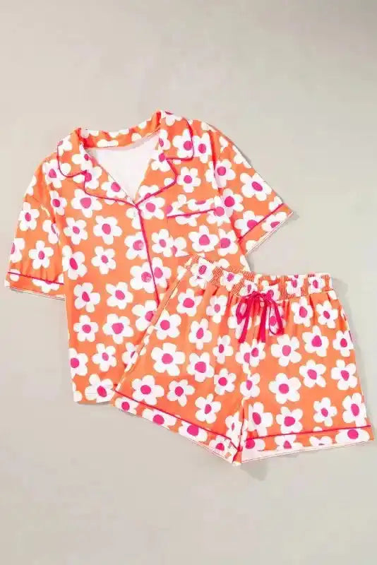Flower Shorts Pajamas Set - Fashionfitz