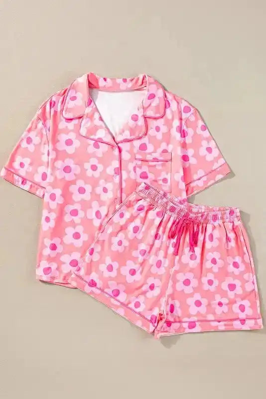 Flower Shorts Pajamas Set - Fashionfitz