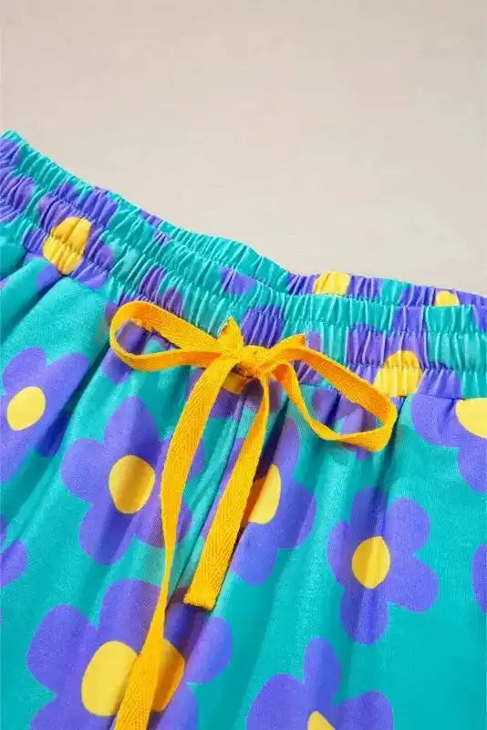 Flower Shorts Pajamas Set - Fashionfitz