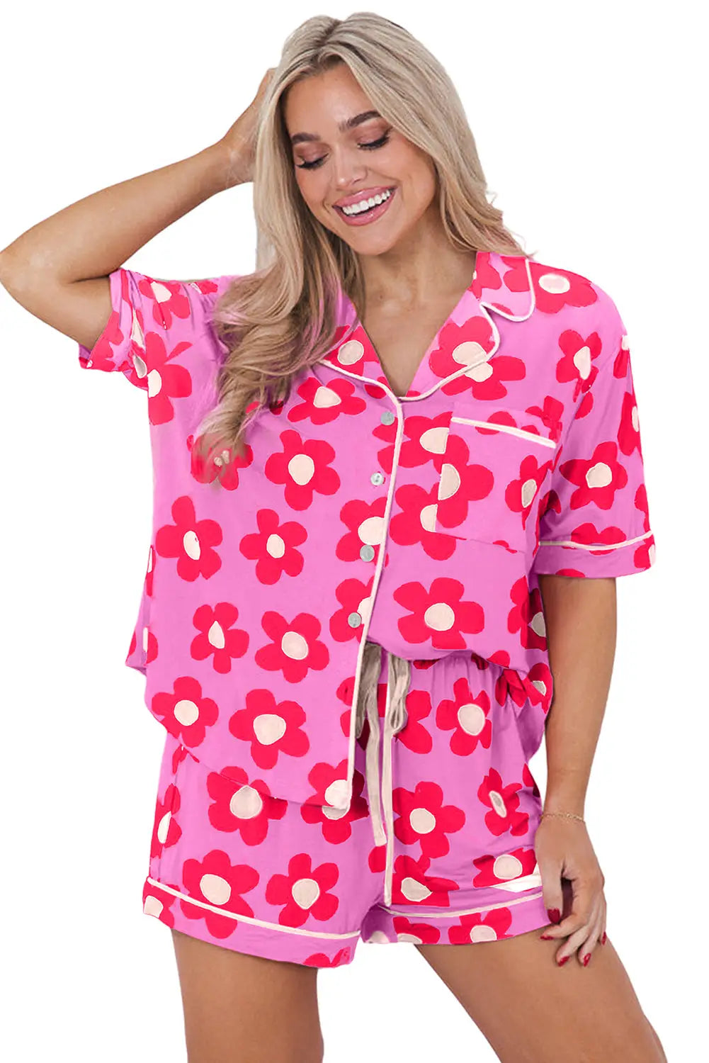 Flower shorts pajamas set - loungewear & sleepwear/sleepwear