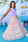 Flowy maxi skirt - pink abstract print tiered - bottoms/skirts & petticoat