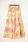 Flowy maxi skirt - pink abstract print tiered - bottoms/skirts & petticoat