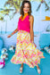 Flowy maxi skirt - pink abstract print tiered - bottoms/skirts & petticoat