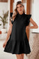 Black flutter sleeve crew neck shift dress - dresses/mini dresses