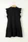 Black flutter sleeve crew neck shift dress - dresses/mini dresses