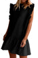 Black flutter sleeve crew neck shift dress - dresses/mini dresses