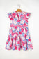 Flutter Sleeve Dress - Pink Floral - Fashionfitz
