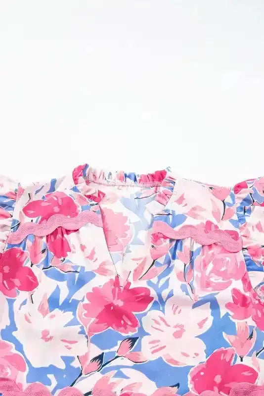 Flutter Sleeve Dress - Pink Floral - Fashionfitz