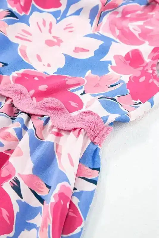 Flutter Sleeve Dress - Pink Floral - Fashionfitz