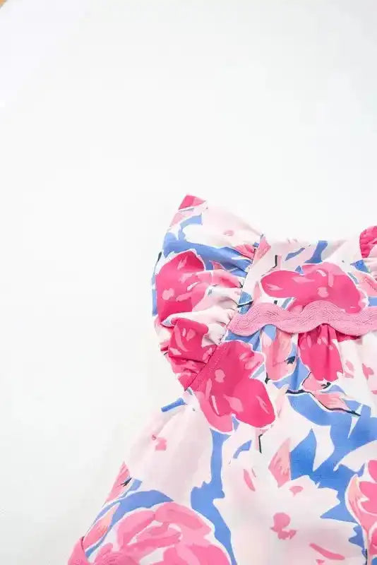 Flutter Sleeve Dress - Pink Floral - Fashionfitz