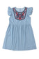 Flutter sleeve ruched denim casual dress - mini dresses