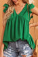 Green v neck flutter sleeveless top - tank tops