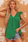 Green v neck flutter sleeveless top - tank tops