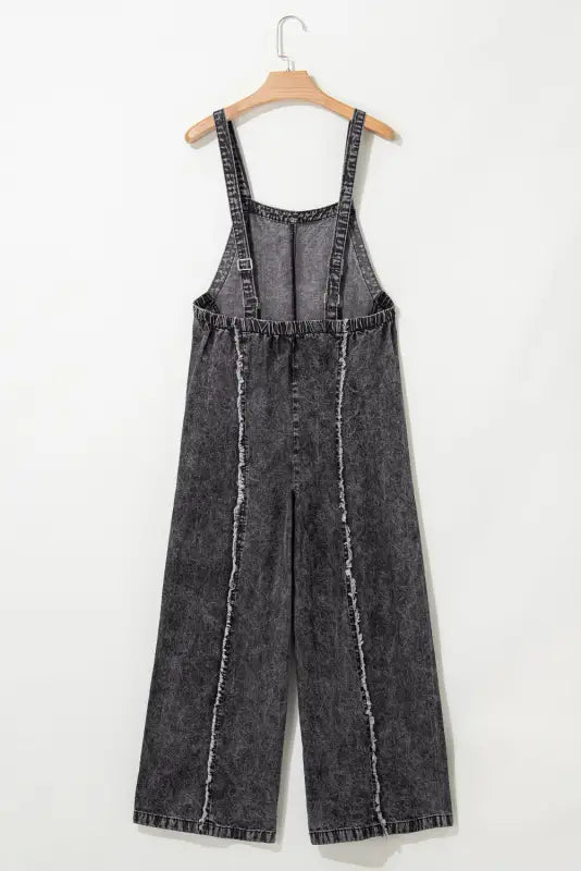 Frayed denim wide leg overalls by fashionfitz