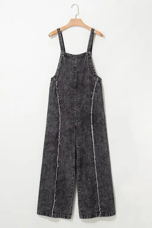 Frayed denim wide leg overalls by fashionfitz