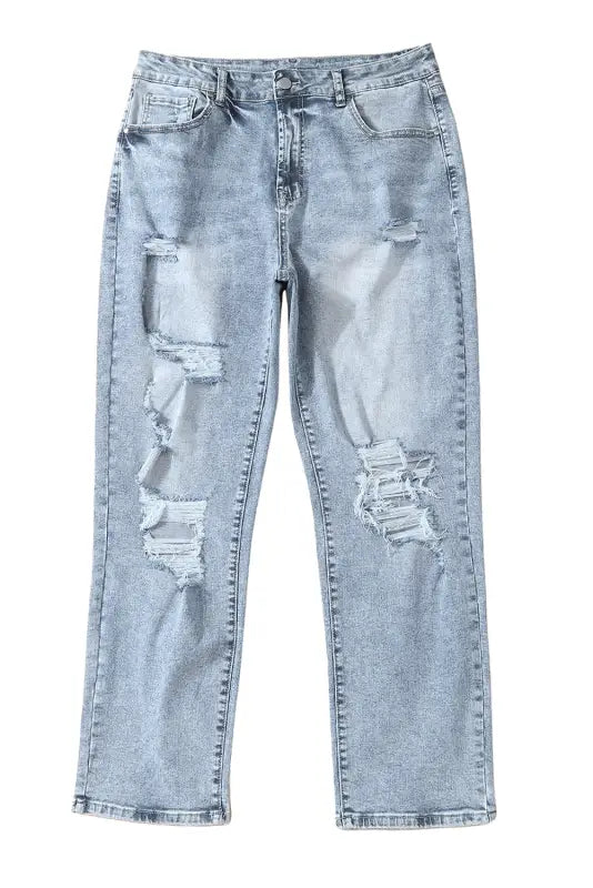 Frayed slim fit high waist jeans