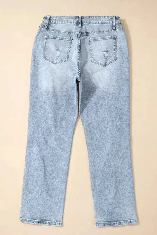 Frayed Slim Fit High Waist Jeans - Fashionfitz