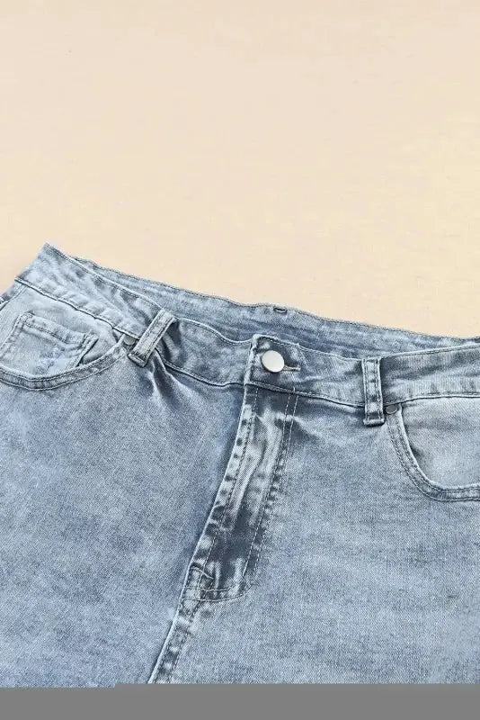 Frayed Slim Fit High Waist Jeans - Fashionfitz