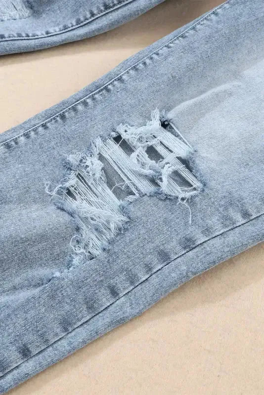 Frayed Slim Fit High Waist Jeans - Fashionfitz