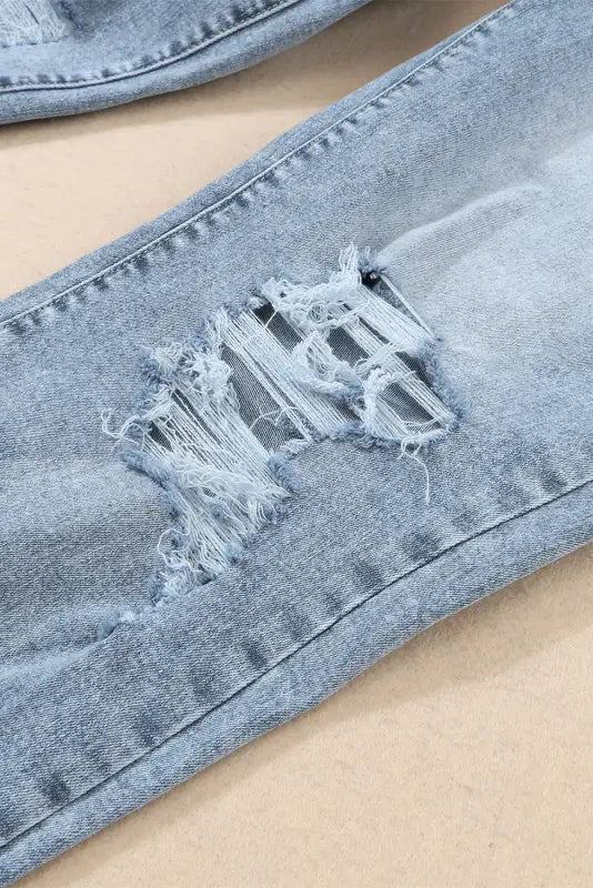 Frayed slim fit high waist jeans