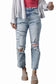 Frayed slim fit high waist jeans