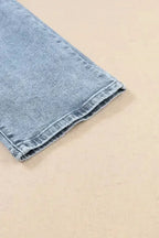 Frayed Slim Fit High Waist Jeans - Fashionfitz