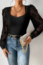 Frenchy Lace Sleeve Bodysuit - Fashionfitz