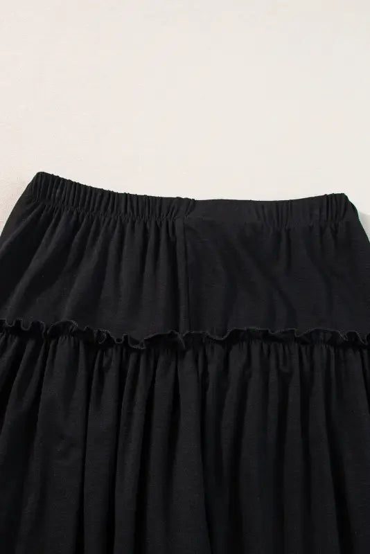 Black frilled high waist wide leg pants - bottoms/pants & culotte