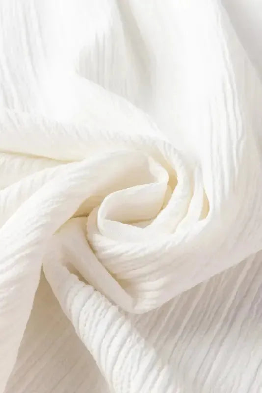 Frilled Mock Neck Ripple Bubble Sleeve Blouse - Fashionfitz