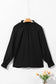 Black frilled mock neck ripple bubble sleeve blouse - tops