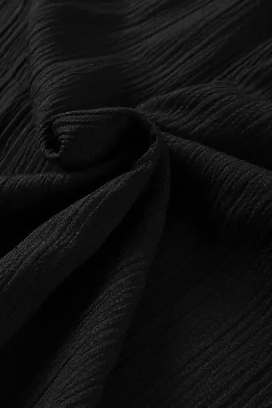 Frilled Mock Neck Ripple Bubble Sleeve Blouse - Fashionfitz