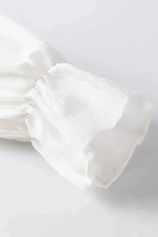 Frilled Mock Neck Ripple Bubble Sleeve Blouse - Fashionfitz