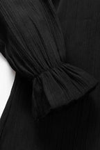 Frilled Mock Neck Ripple Bubble Sleeve Blouse - Fashionfitz