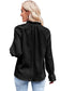 Black frilled mock neck ripple bubble sleeve blouse - tops