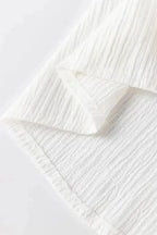 Frilled Mock Neck Ripple Bubble Sleeve Blouse - Fashionfitz