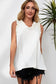 Rose frilled trim v neck tank top - tops