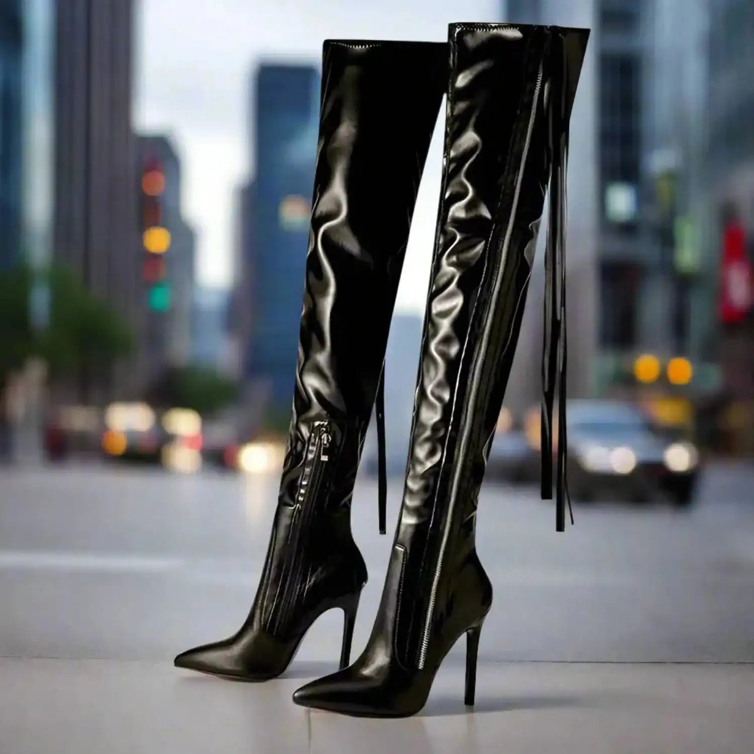 Fringe Over The Knee Boots High Heels - Fashionfitz