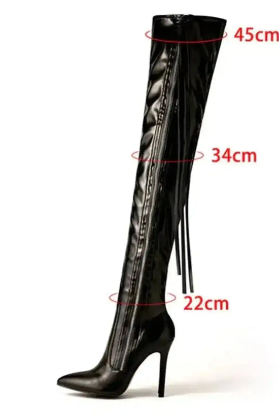 Fringe Over The Knee Boots High Heels - Fashionfitz