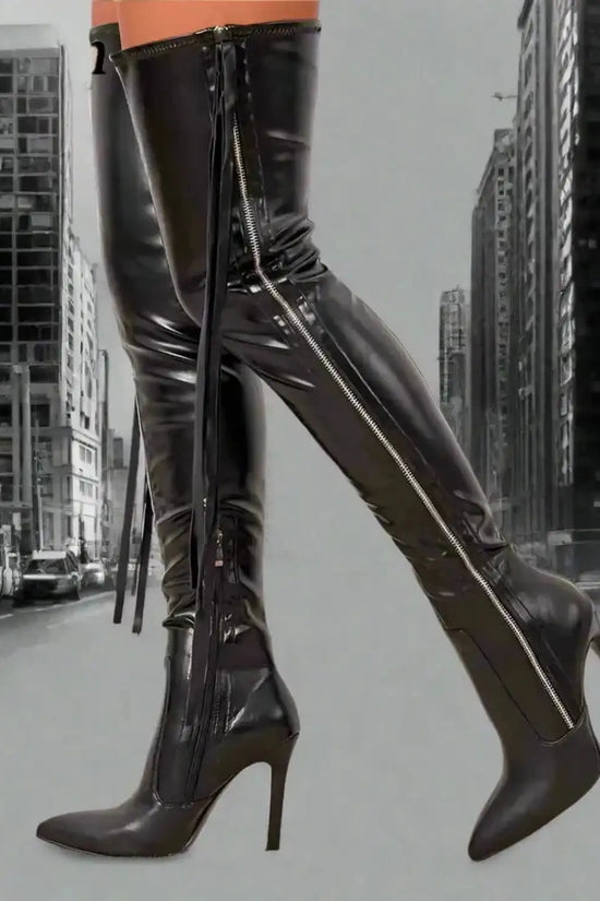 Fringe Over The Knee Boots High Heels - Fashionfitz