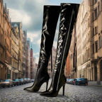 Fringe Over The Knee Boots High Heels - Fashionfitz