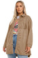 Fringe trim plus size suede shacket - jackets