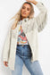 Fringe trim plus size suede shacket - jackets