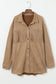 Fringe trim plus size suede shacket - jackets