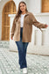 Fringe trim plus size suede shacket - jackets